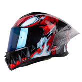 Casco Shaft 596 Tiamat Negro Rojo Visor Iridium Azul